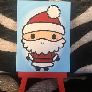 Kawaii Santa Tiny Canvas Painting