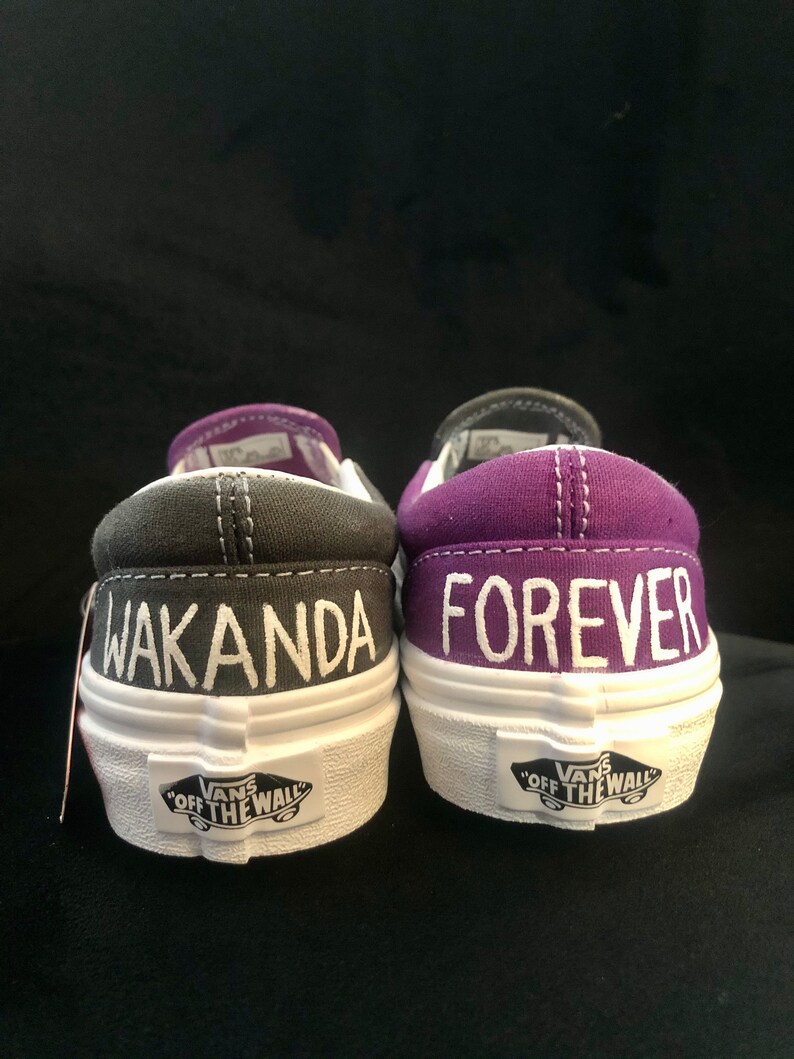 Black Panther themed Painted Kids Vans image 2