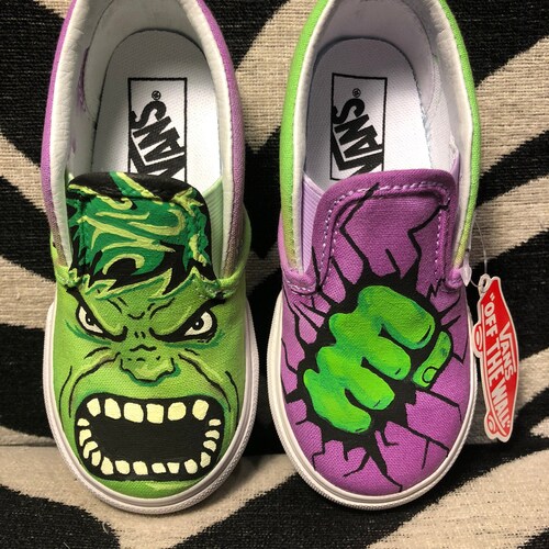 Spiderman Themed Painted Kids Vans Etsy