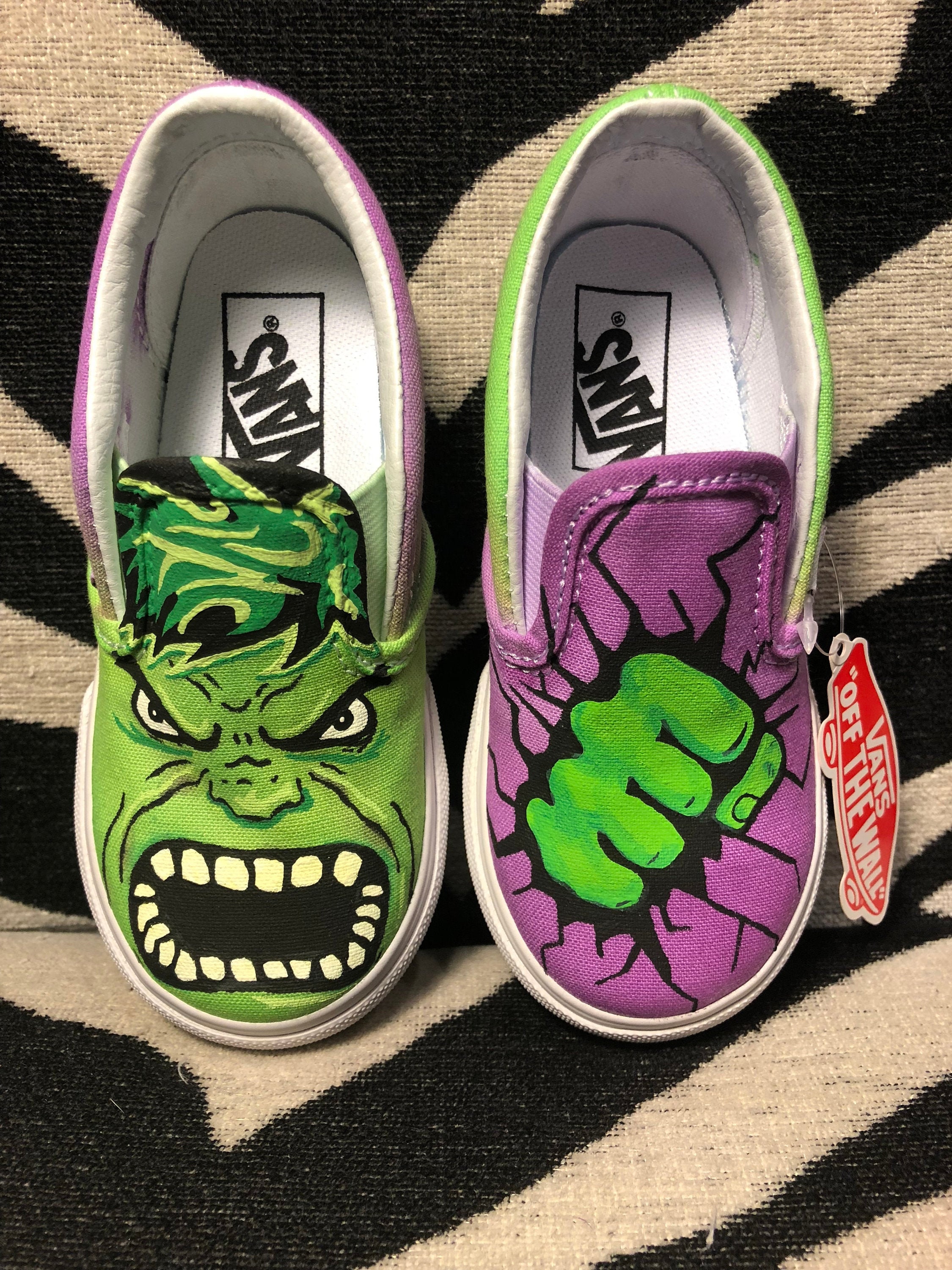 Hulk Themed Painted Kids Vans | Etsy UK