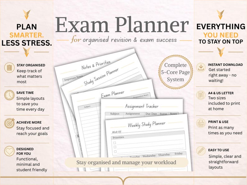 Exam Planner Printable, Revision Planner PDF, Study Planner, Exam ...