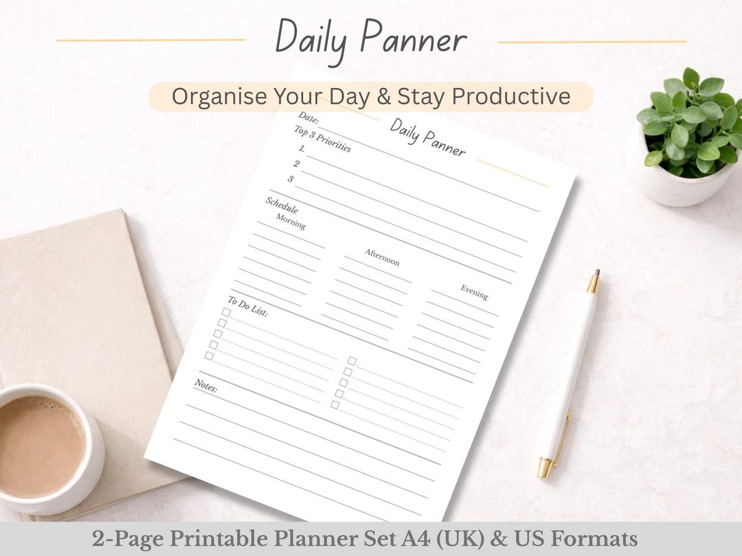 Daily Planner Printable | Daily Schedule, Priorities, Tasks & Notes ...