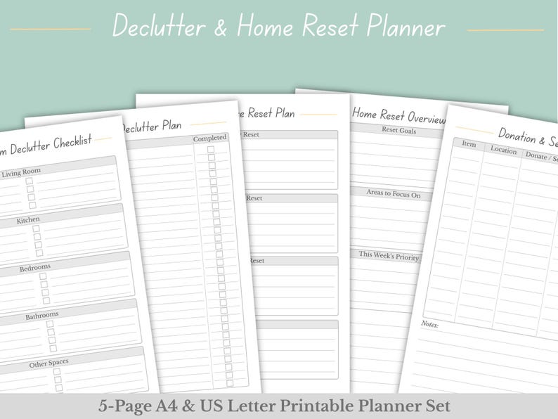 Declutter Planner Printable PDF, Home Reset Planner, 30 Day Declutter ...