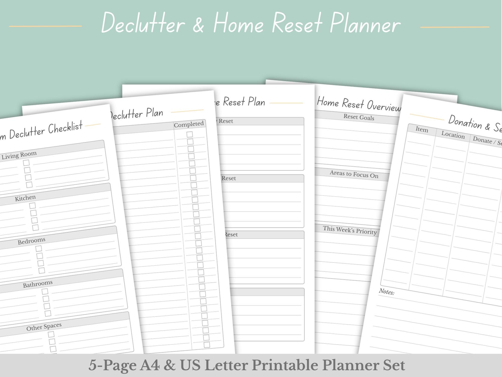 Declutter Planner Printable PDF, Home Reset Planner, 30 Day Declutter ...
