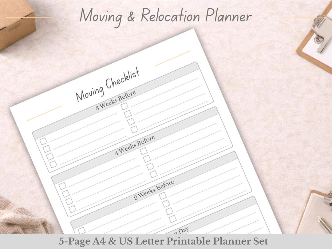Moving Planner Printable Moving Checklist Relocation Planner Moving ...