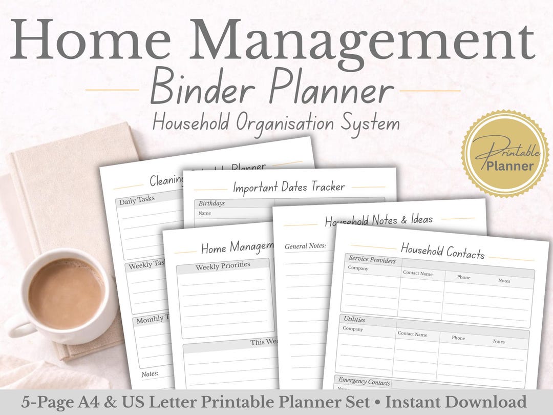 Home Management Binder Planner Printable Household Planner Home ...