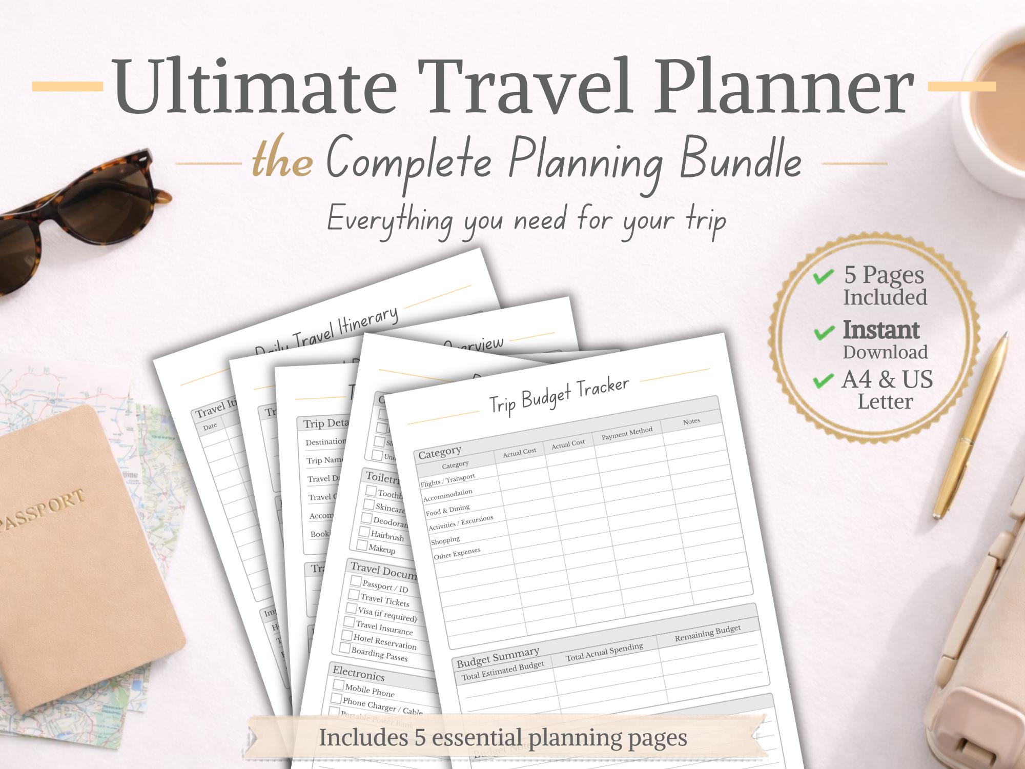 Ultimate Travel Planner Bundle Printable | Trip Planner, Packing List ...
