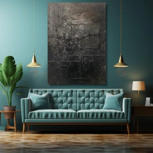 Dark Abstract Texture Canvas, Modern Industrial Wall Art image 4