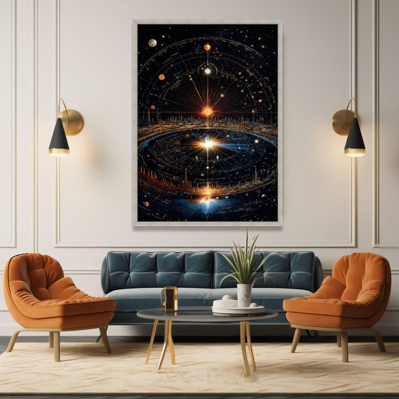 Vintage Solar System Chart Canvas Art, Celestial Orbital Map - Etsy