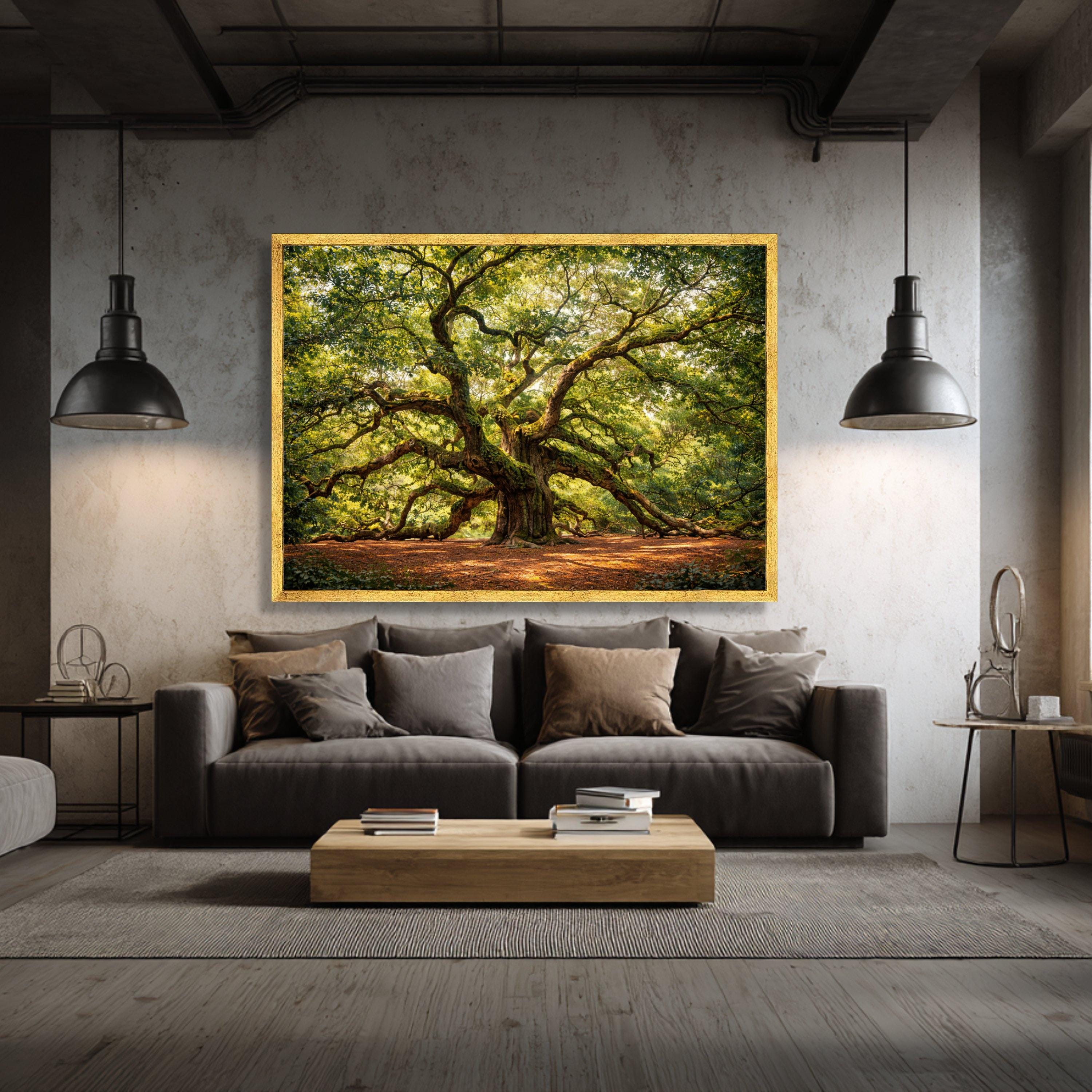 Majestic Ancient Oak Tree Canvas Print, Rustic Woodland Landscape Wall ...