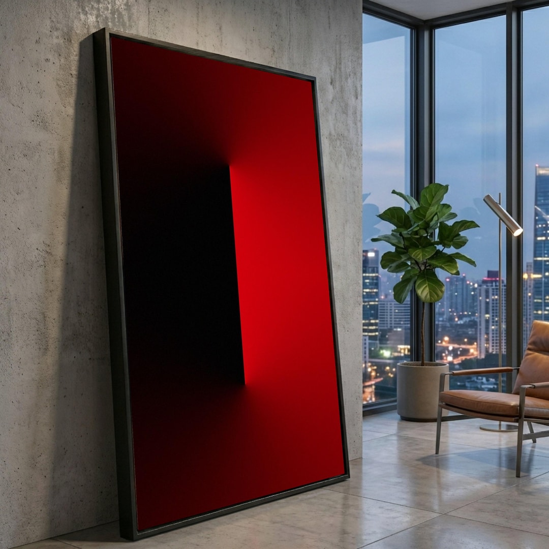 Abstract Red and Black Geometric Canvas Wall Art, Modern Home Decor - Etsy