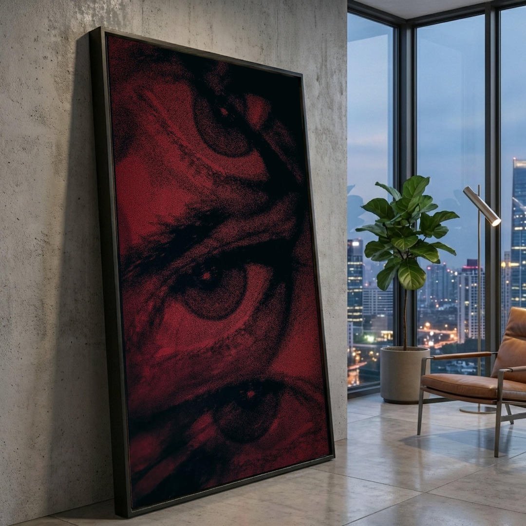 intense-red-eyes-canvas-wall-art-abstract-gaze-painting-dark-moody