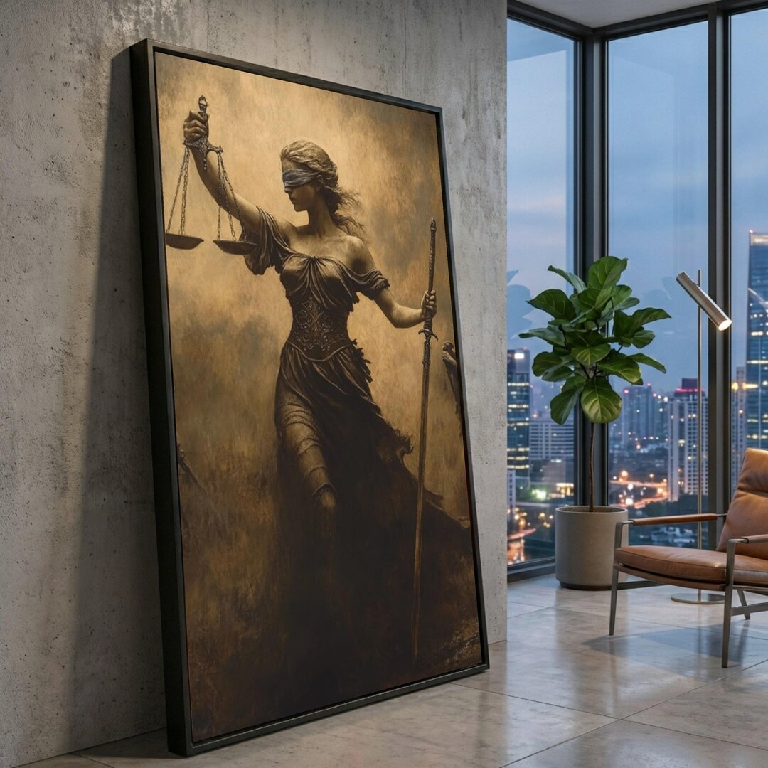 Lady Justice Canvas Art, Scales and Sword, Vintage Law Decor - Etsy