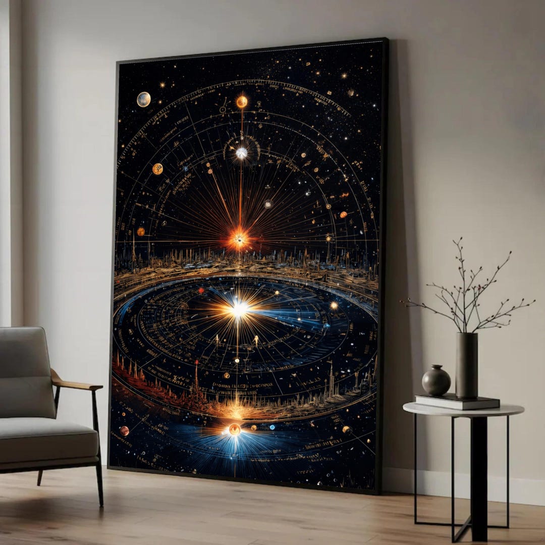 Vintage Solar System Chart Canvas Art, Celestial Orbital Map - Etsy
