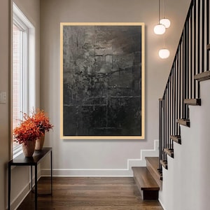 Dark Abstract Texture Canvas, Modern Industrial Wall Art image 7