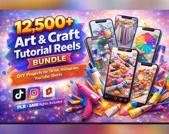 Pacchetto definitivo di oltre 12500 Viral Art Craft Reels / Pacchetto di contenuti PLR MRR / TikTok Instagram YouTube Shorts / Contenuti senza volto / Rivendi e fai crescere.