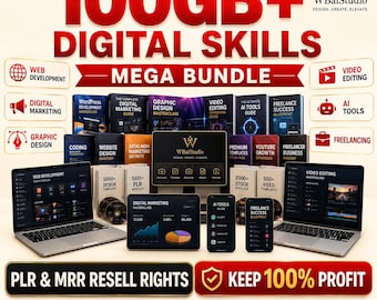 100GB+ Creator Mega Bundle | Web Development, Graphic Design, Marketing & Video Editing Digital Toolkit Download
