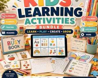 Kids Educational Bundle | Preschool Learning Activities | Alphabet, Numbers, Tracing, Coloring, Reading, Games & Life Skills Printables