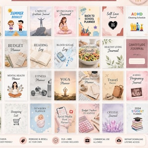 Paket med över 50 000 Canva PLR-mallar | Redigerbara planerare, journaler och spårare | MRR- och PLR-rättigheter ingår | Digitala produkter för återförsäljning bild 2