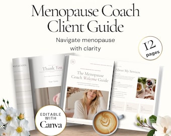Menopause Coach Client Welcome Guide, Editable Canva Template, Wellness Coaching Welcome Packet, Client Onboarding Workbook for Coaches