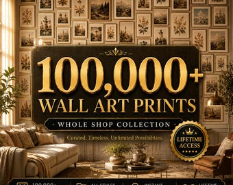 Pacchetto di oltre 100.000 stampe artistiche da parete, set galleria vintage massimalista (download digitale)