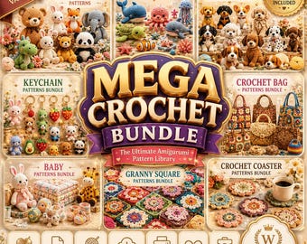 Mega bundel haakpatronen in PDF | Mega collectie amigurumi patronen | Beginnersvriendelijk knuffelpatroon | Schattig diertje | Direct te downloaden