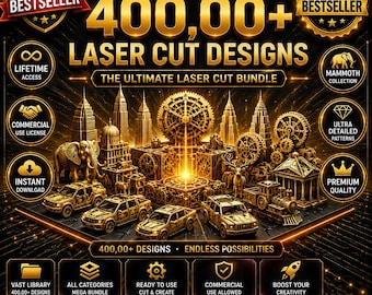 400,000+ Laser Cut Designs Bundle | SVG DXF EPS Png Files | Cnc Router Files | Glowforge & Laser Engraving Templates