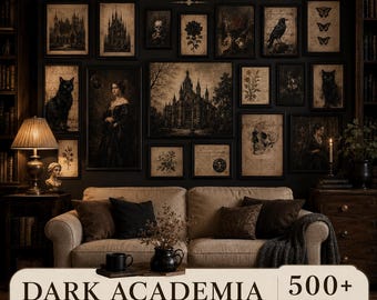 Pacchetto di oltre 500 stampe artistiche Dark Academia per pareti / Galleria di stampe gotiche vintage per pareti / Decorazioni Dark Academia / Stampe vittoriane suggestive / Download digitale