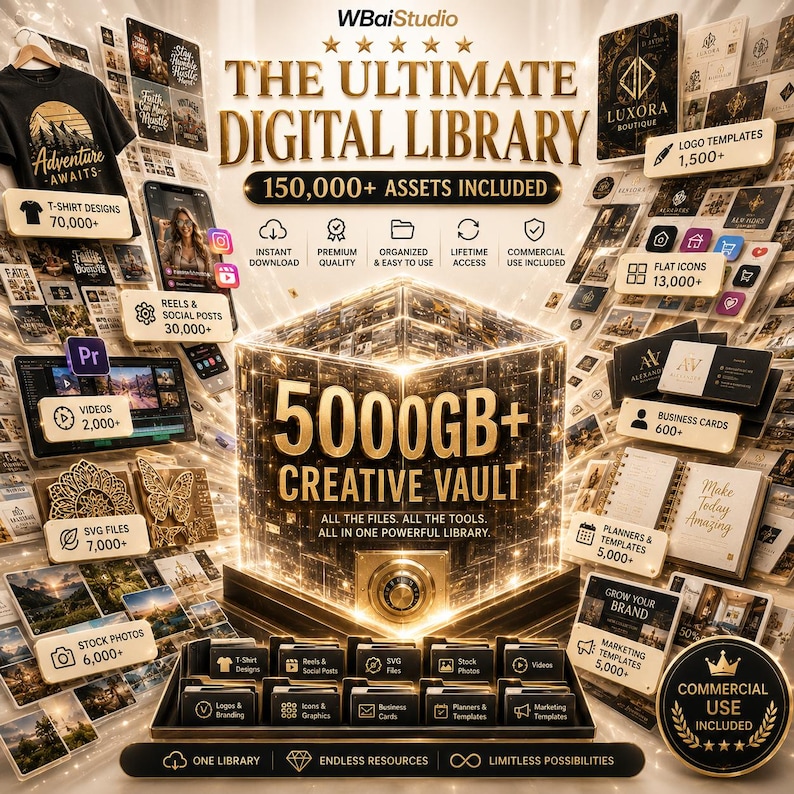 5000GB Ultimate Graphic Design Pack | 100K+ Creative Assets | T-Shirt Designs, SVG, Logo, Mockups, Social Media Templates | Commercial Use image 11