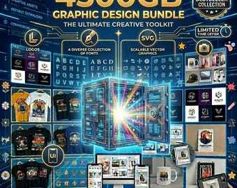 Mega Bundle di progettazione grafica da 4500 GB + / Oltre 100.000 loghi, font, SVG, mockup, modelli / Kit di strumenti di progettazione definitivo