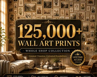 Pacchetto di oltre 125.000 stampe artistiche da parete, set da galleria massimalista, stampe artistiche vintage, collezione di opere d'arte da museo, download digitale, decorazioni per la casa.