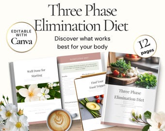 Three Phase Elimination Diet Guide, Editable Canva Food Journal, Elimination Meal Planner, Diet Tracker, Wellness Nutrition Workbook PDF
