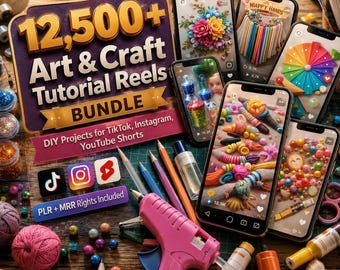 Ultimate 12500+ Viral Art Craft Reels Bundle | PLR MRR Content Pack | TikTok Instagram YouTube Shorts | Faceless Content | Resell & Grow