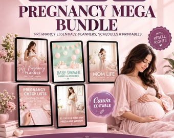 Pregnancy Bundle With PLR and MRR, Pregnancy Planner Canva With Master Resell Rights, DFY Editable Digital Pregnancy Templates Bundle