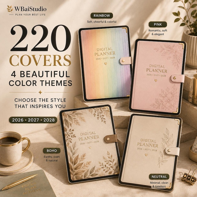 All-in-one Digital Planner Trackers 2026, 2027, 2028 Digital Journals ...