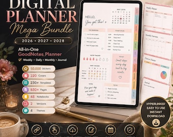 Digitaler Planer 2026–2028 | GoodNotes-Planer | All-in-One-Planer | iPad-Planer | Hyperlink-Planer | Digitales Tagebuch