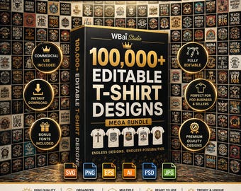 Pacchetto di oltre 100.000 design per magliette, design artistici per magliette, magliette colorate in formato PNG, magliette moderne per uomo, donna e bambini, PNG trasparente