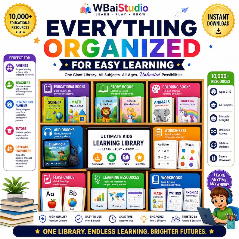 Ultimate Kids Learning Library Bundle | Homeschool Resources, Educational Books, Worksheets, Storybooks, Flashcards, Coloring & Activities image 2