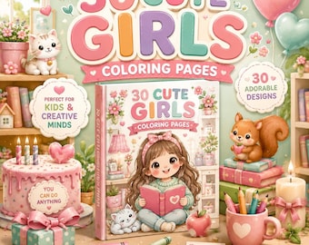 30 simpatiche pagine da colorare per bambine in formato PDF stampabile / Libro da colorare Kawaii per bambini / Libro di attività prescolastiche / Download immediato / Pacchetto di schede didattiche