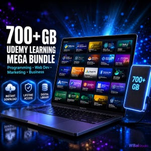 Mega Bundle di apprendimento tecnologico da oltre 700 GB / Libreria video di programmazione, sviluppo web, marketing e business / Download digitale immediato