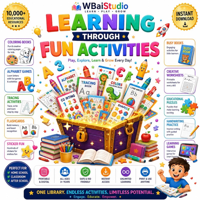 Ultimate Kids Learning Library Bundle | Homeschool Resources, Educational Books, Worksheets, Storybooks, Flashcards, Coloring & Activities image 11