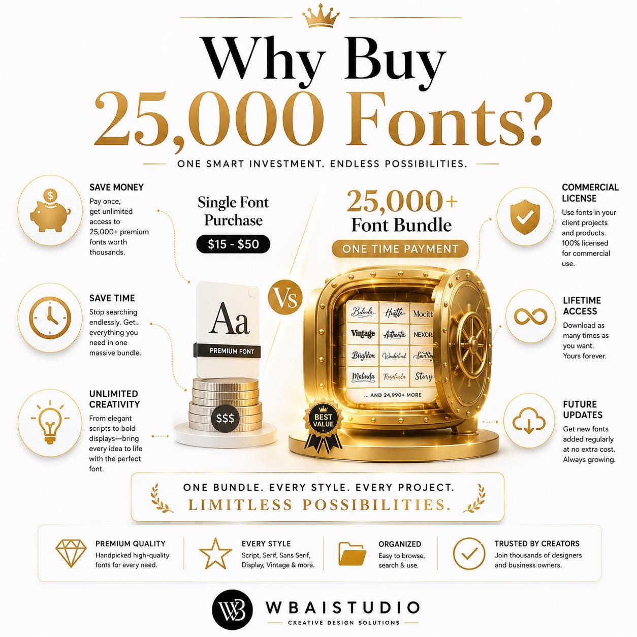 25,000+ Premium Fonts Mega Bundle | Commercial Use Fonts | Canva Fonts ...