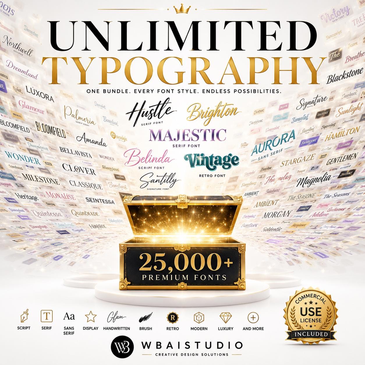 25,000+ Premium Fonts Mega Bundle | Commercial Use Fonts | Canva Fonts ...
