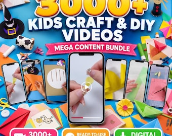 Pakiet ponad 3000 filmów z pomysłami DIY dla dzieci, filmiki z kreatywnymi aktywnościami, pobieranie cyfrowe, viralowe filmiki edukacyjne na TikToka, krótkie filmy na YouTube i Instagram