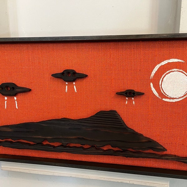 Witco  Tribute Tiki Flying Saucers Glow Retro Sci Fi Mid Century Modern Wall Art