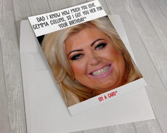 Biglietto d'auguri Gemma Collins formato A5 con busta, carta super lucida