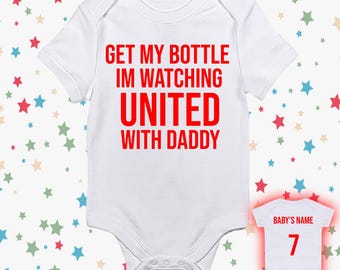 Get My Bottle United Personalised Baby Vest 0-3 3-6 6-9 9-12 12-18 100% Cotton Personalised Baby Gift