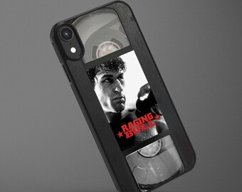 Custodia per telefono con design a videocassetta VHS "Toro scatenato" per tutti gli iPhone 18 17 16 15 14 13 12 11 X 8 7 Super resistente Finitura lucida