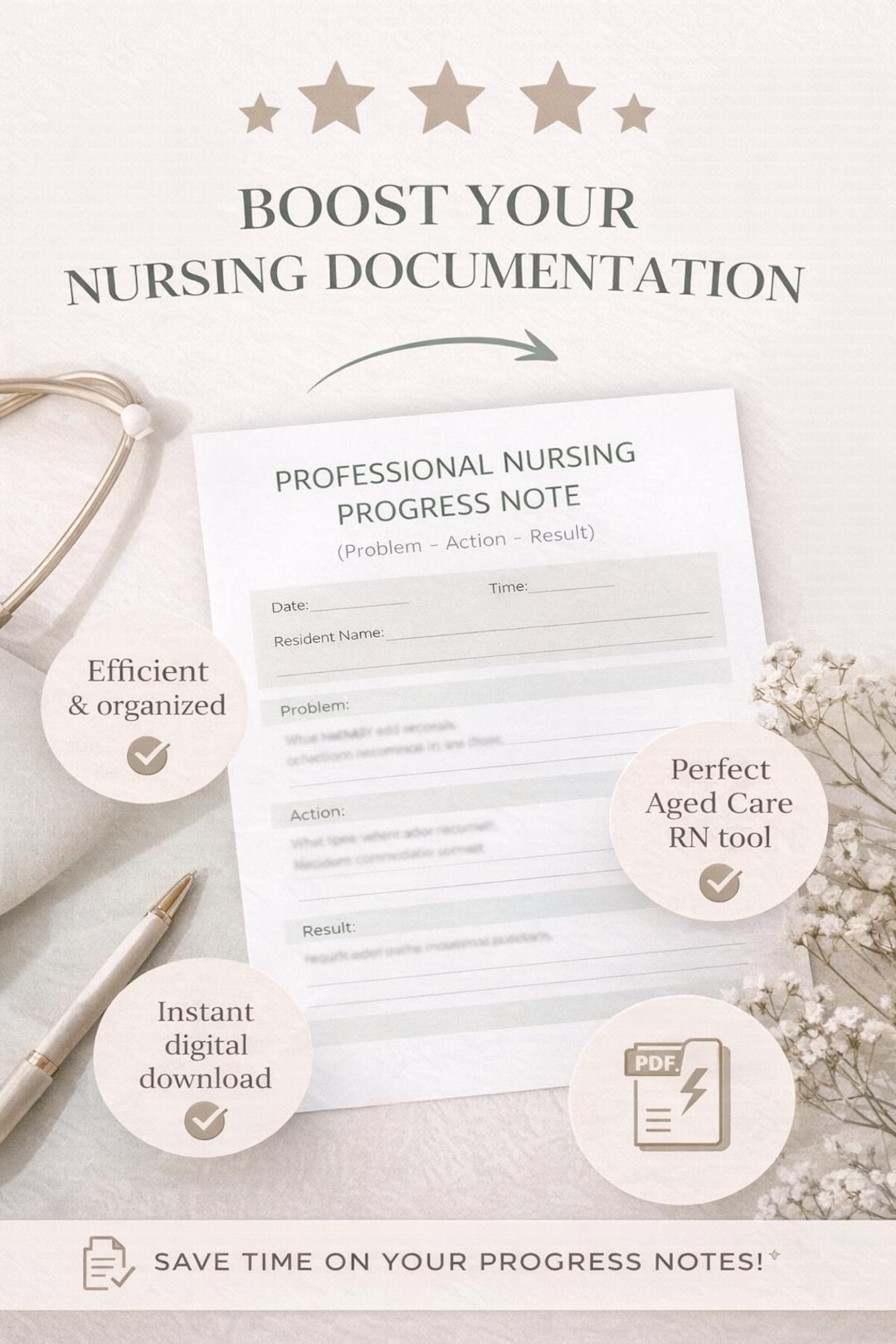 Nursing Progress Note Template | Aged Care RN, PAR Format (printable ...