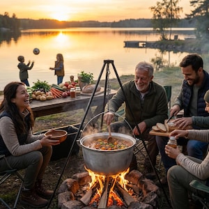 Outdoor Cooking Cauldron – Cast Iron Stew & Soup Pot for Campfire